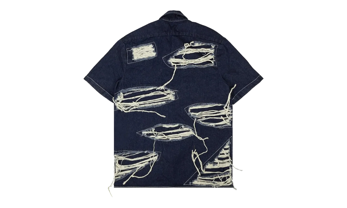 Distressed Denim Short Sleeve Shirt "Blue" 2637 100000104DWS BLUE