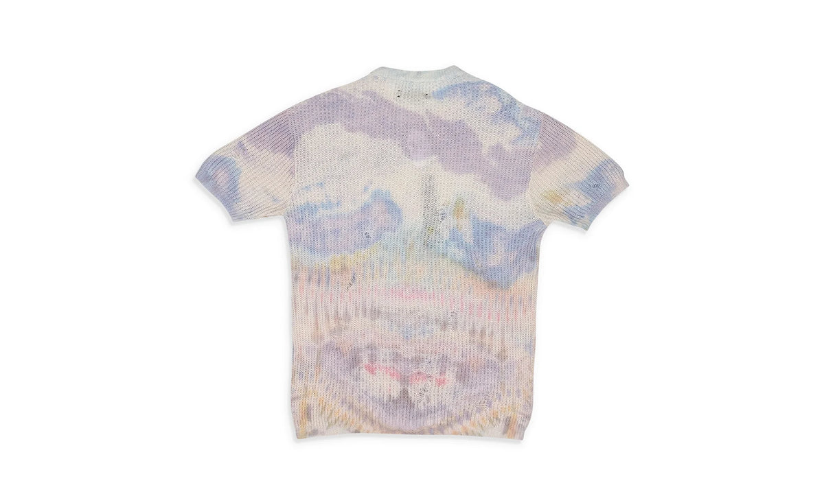 Tie Dye Knit Short Sleeve Shirt "Purple" MULTICOLOR_TIE_DYE_KNIT