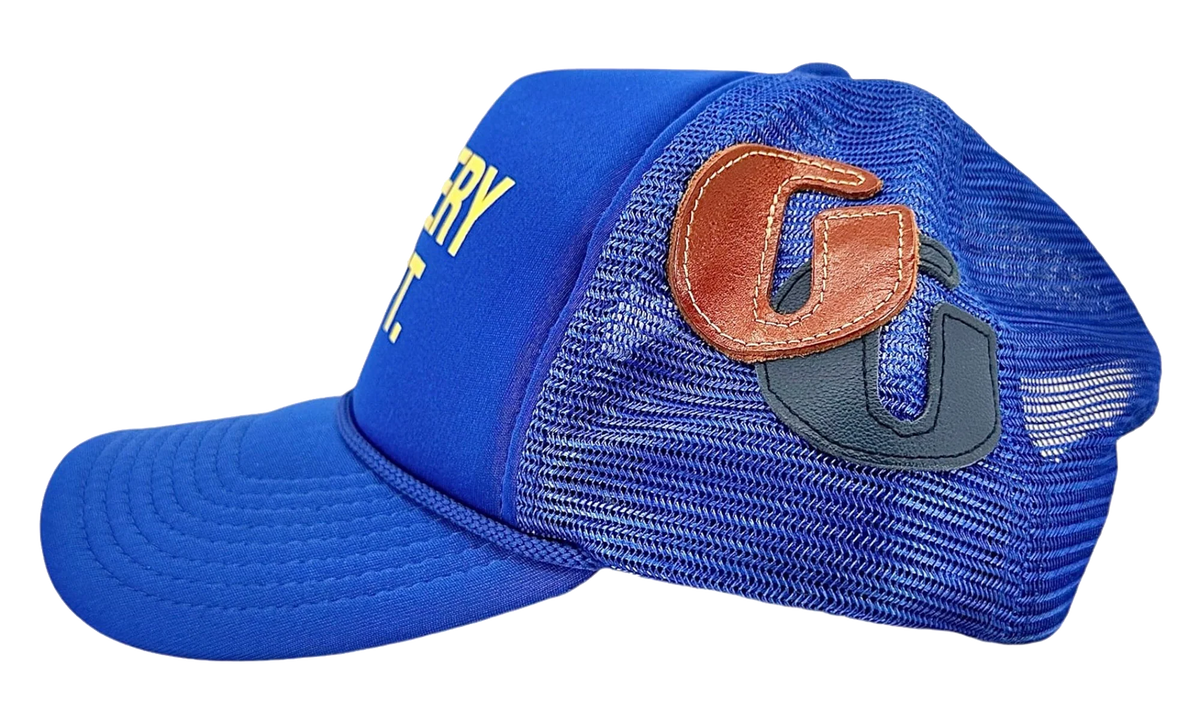 Logo Trucker Hat (4 G Patch Custom) "Blue Yellow" Qw
