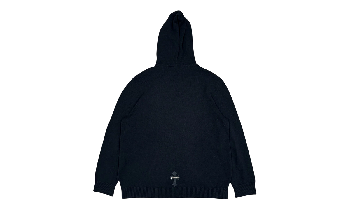 Leather Cross Patch Cashmere Hoodie "Black" CHRM1123