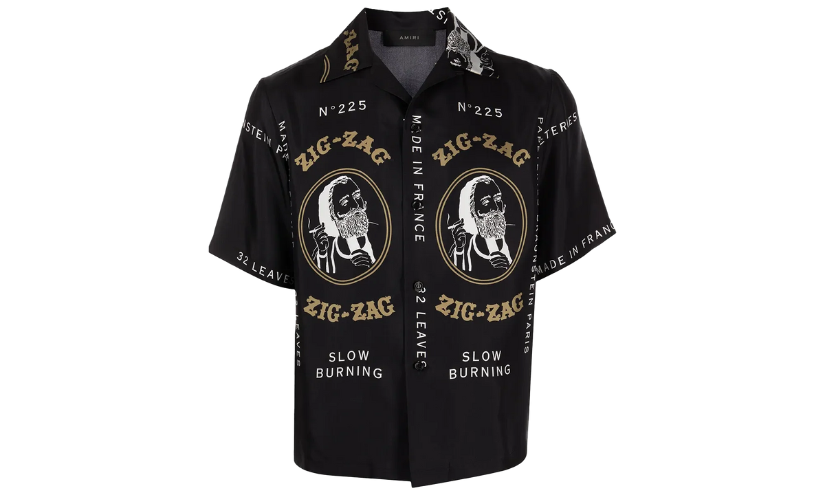 Zig Zag Rolling Paper Button Down Shirt "Black" SS22MSS012_Black