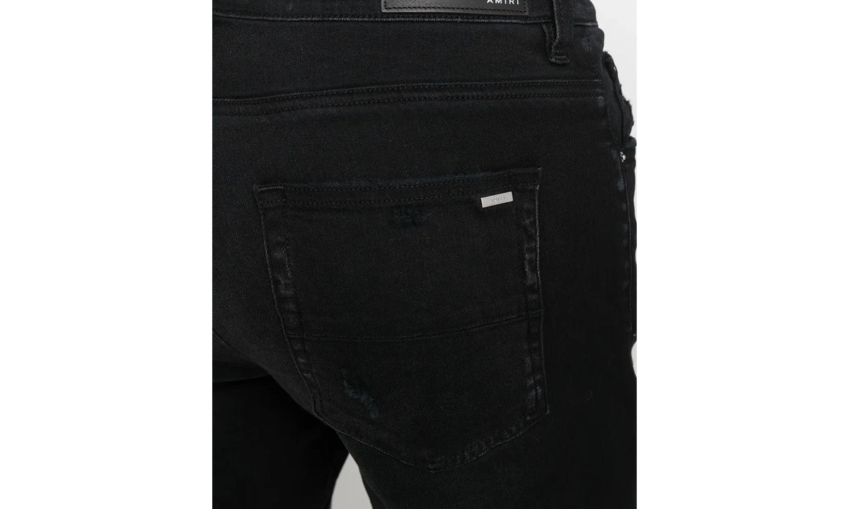 Slit Knee Cotton Denim Jeans "Antique Black" MDS003 003