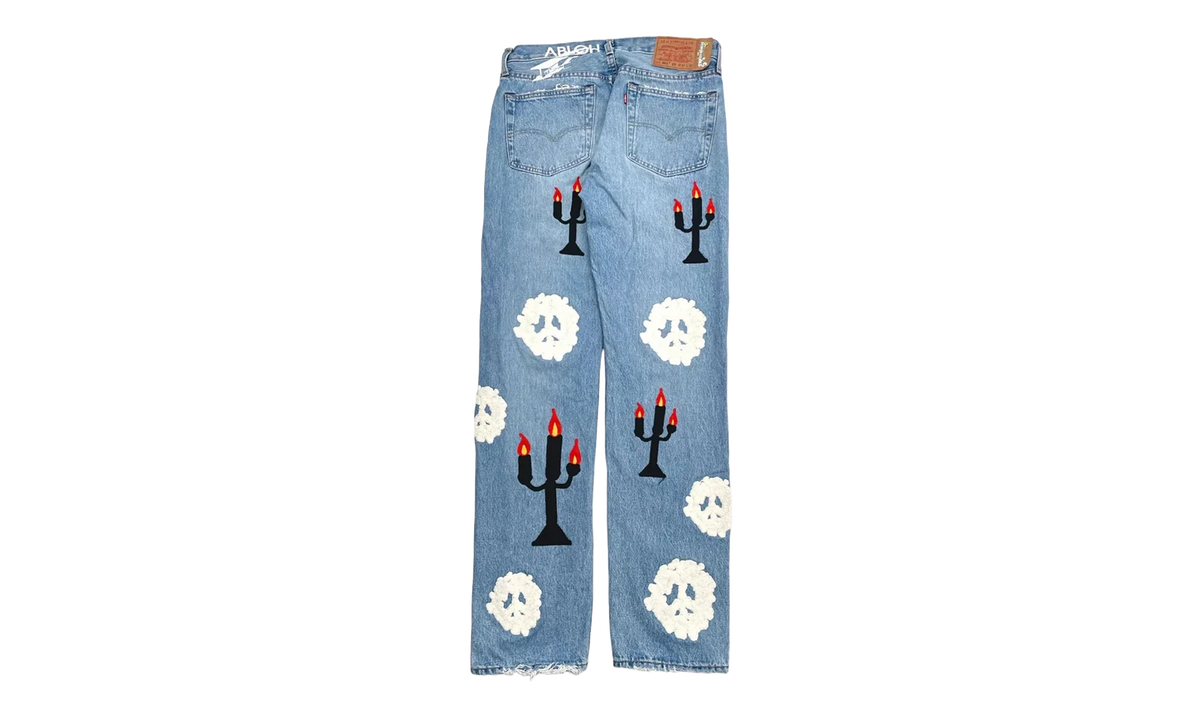 Levi's 501 Virgil Abloh Printed Jeans "Message in a Tear - Indigo" DT306
