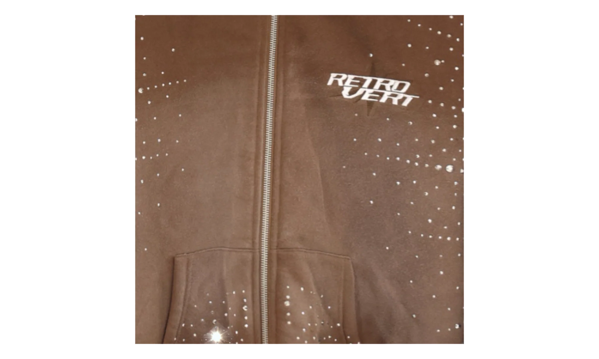Rhinestone Zip Up Jacket "Brown" RET029