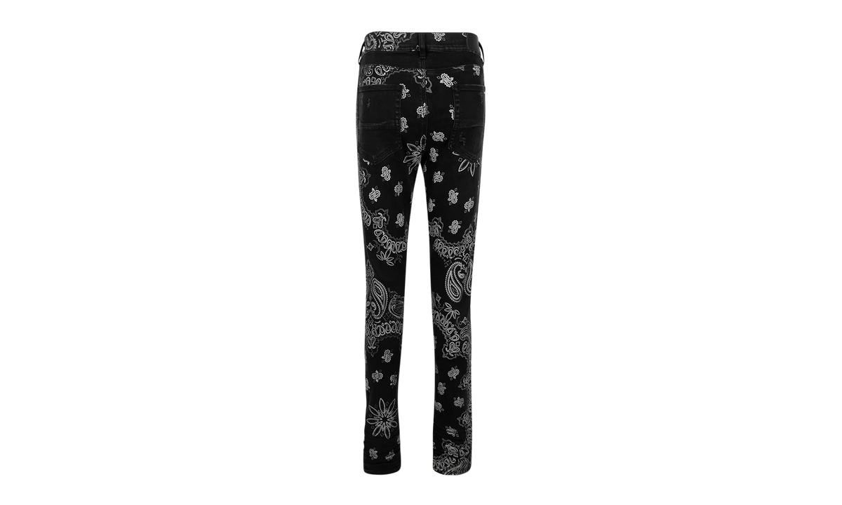 Black Cotton Flocked Bandana Skinny Jeans "Black" MDS050023