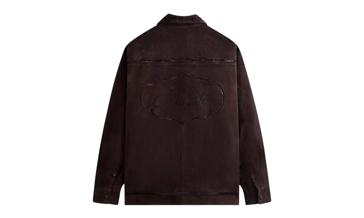 Ladder Stitch Suede Boxy Collared Overshirt "Brown" khm032333 244