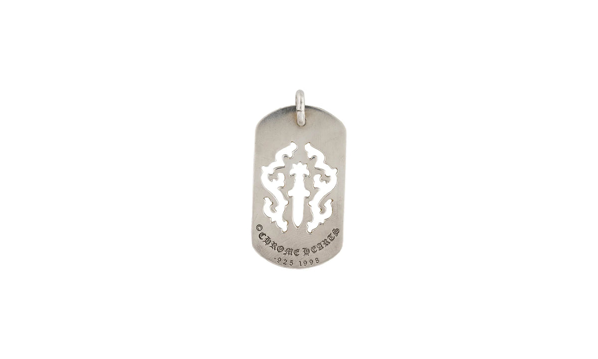CUT OUT DAGGER DOG TAG & Ball Chain "Silver" CHRM0663