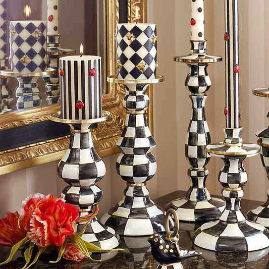 Enamel Pillar Candlestick Holder