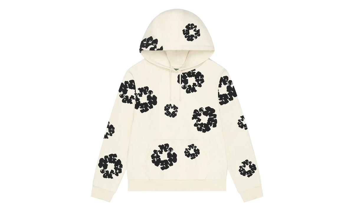 Black Cotton Wreath Hoodie "Oatmeal" DT353