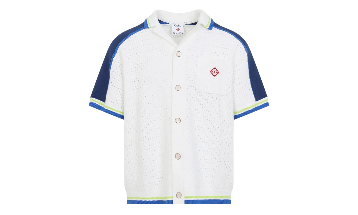 Tennis Cotton Crochet Shirt "White / Blue" MSS26KW131001