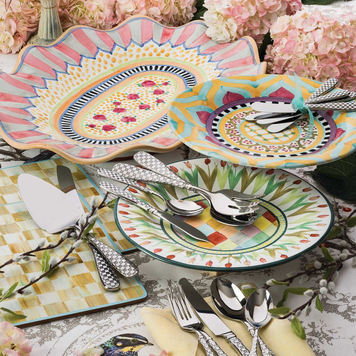 MacKenzie-Childs Check Cake Serving Set