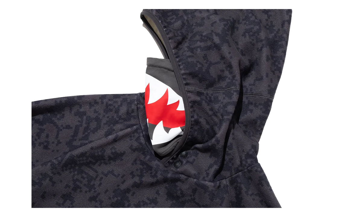 Kazuki Pixelate Camo Shark Relaxed Fit Pullover Hoodie "Charcoal" 1L83114901 CHARCOAL