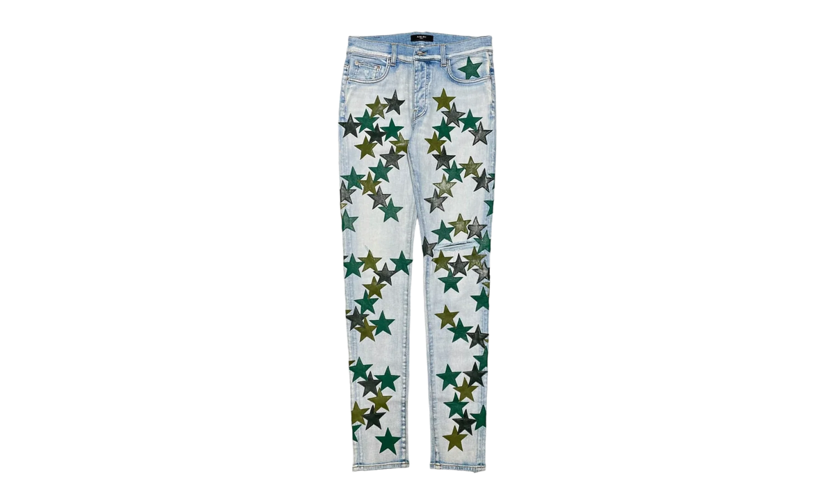 Leather Star Patch Jeans "Chemist - Light Indigo Green Multi" SS22MDS022 485