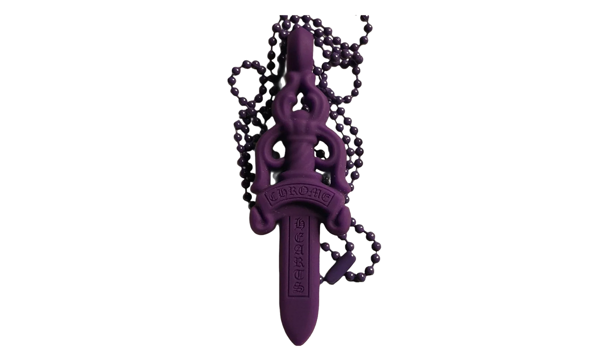 Silicone Dagger Pendant Ball Chain Necklace "Purple" CHRM0888