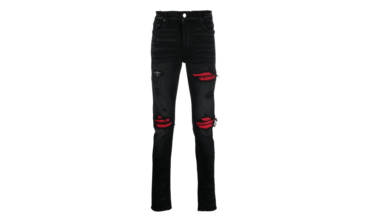 MX1 Ultra Suede Patch Jeans "Aged Black Red" AW22MDS010 023
