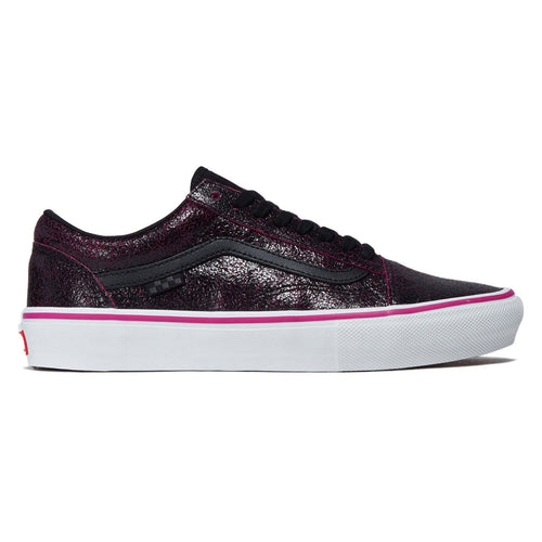 Vans Skate Old Skool Shoes - Cracked Leather Black/Purple