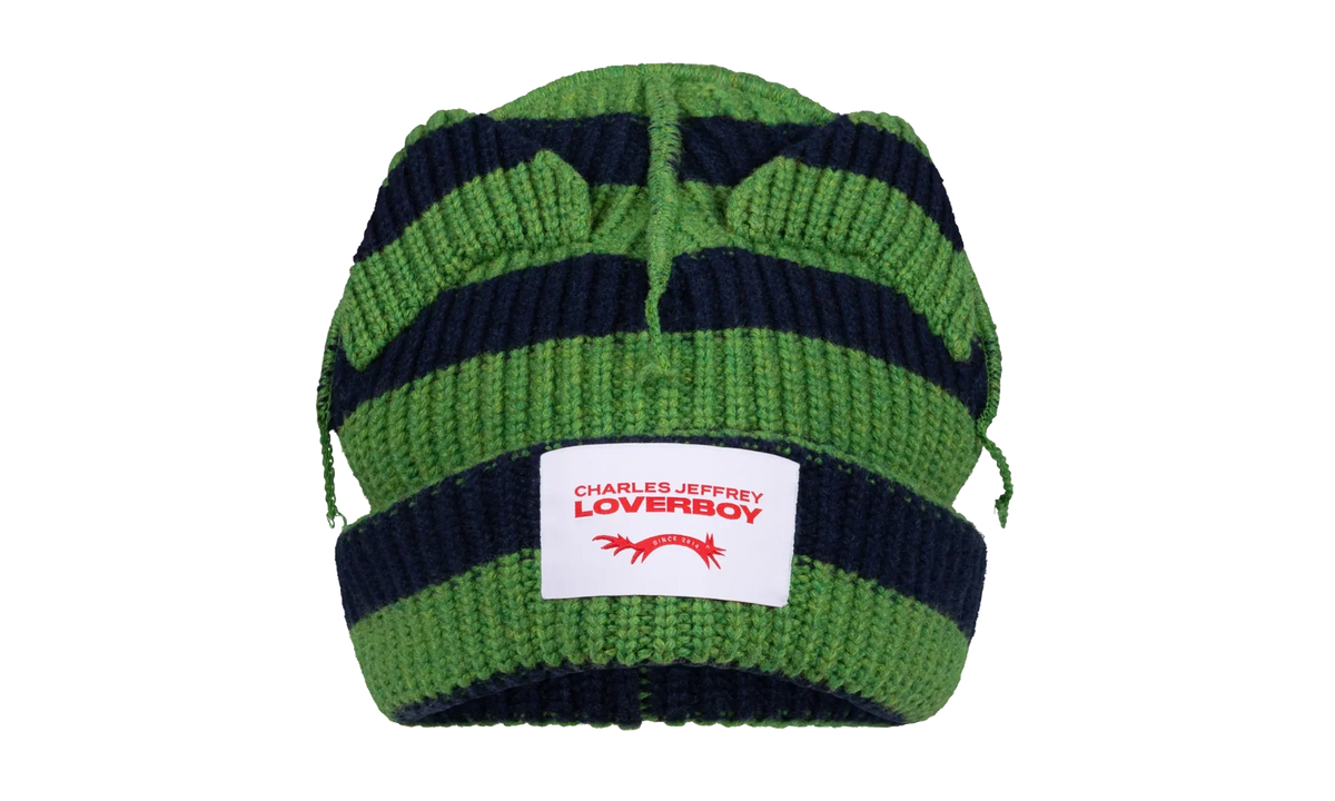 Supersized Chunky Ears Beanie "Green / Navy Stripe" 52132703