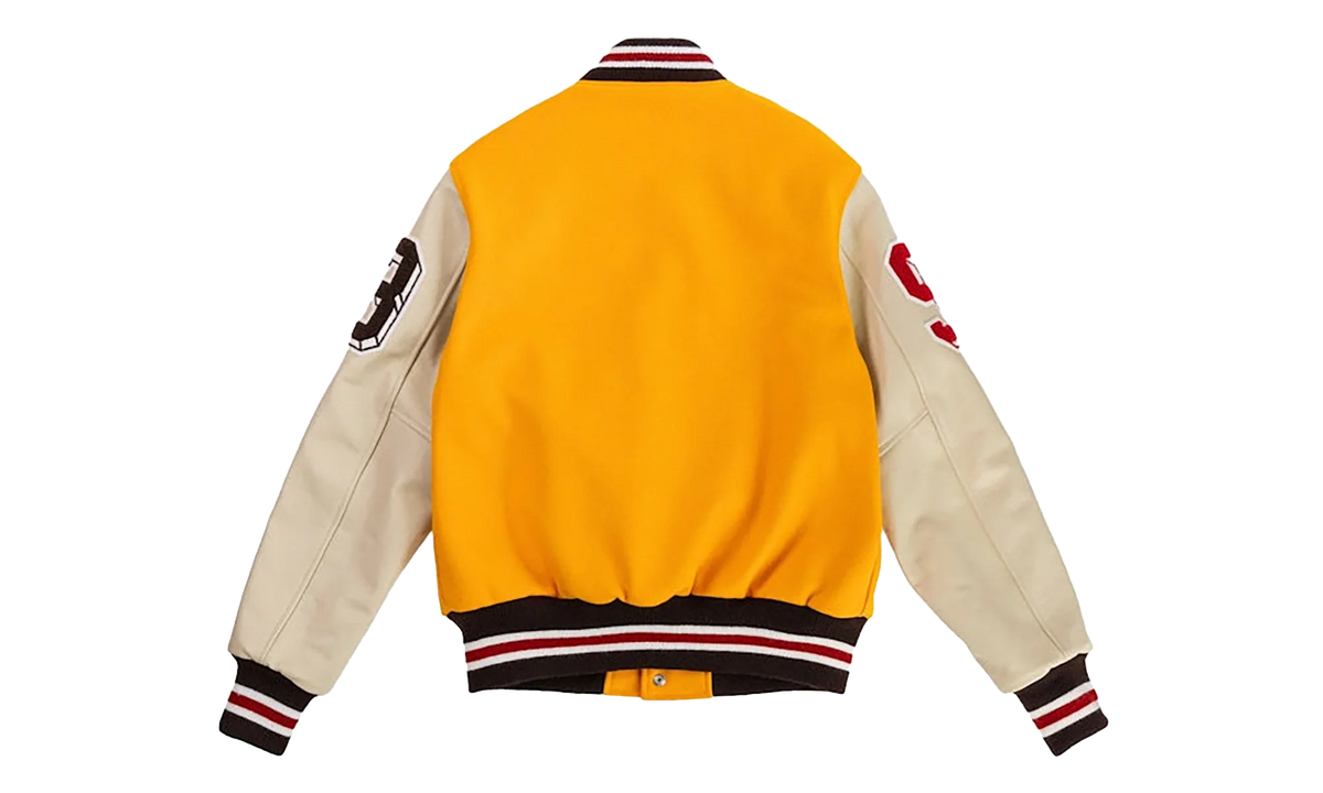 EE VARSITY LETTERMAN WOOL/LEATHER JACKET "Yellow/Red" EE829