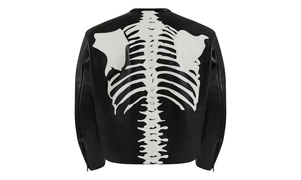 Bones Flat Leather Jacket "Black / White" BONES001