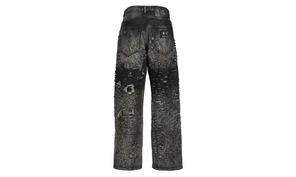 Hard-Washed Damaged Denim Pants "Black" TC25PT2002