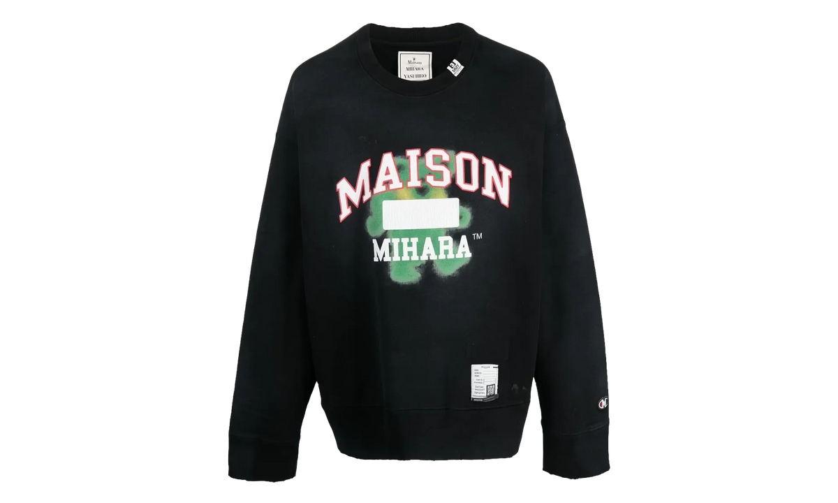 Distressed Teddy Bear Logo Crewneck Sweatshirt "Black Multi" J10PO513 BLACK