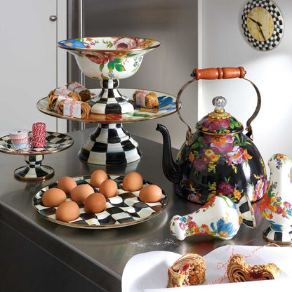 Flower Market Pedestal Platter Large - White