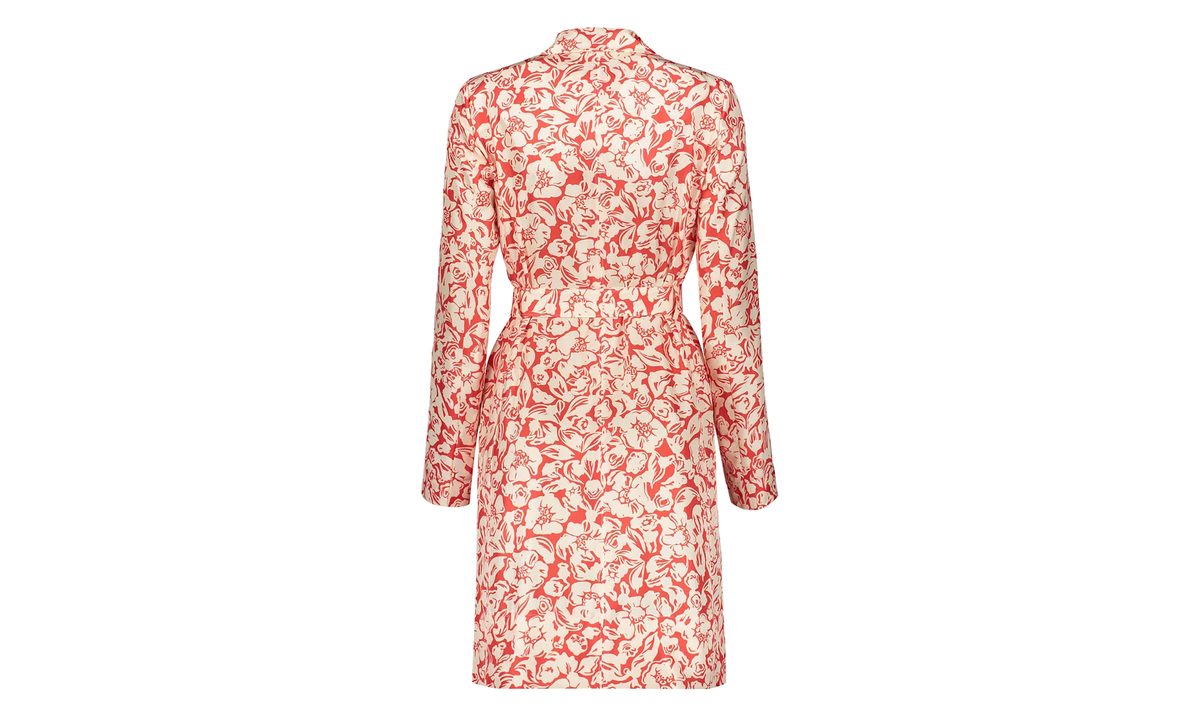 SILK FLORAL WRAP MIDI DRESS "Red" RW DR0013 5615 P23 37