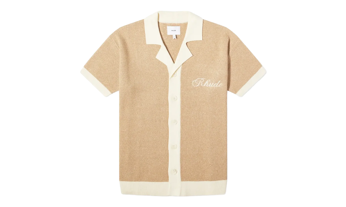 Contrast Knit Button-Up Polo "Brown" RHPS24PO02973143