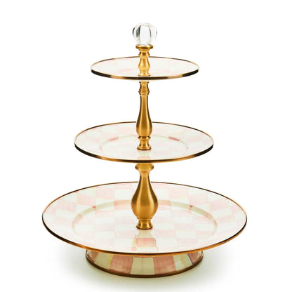 Rosy Check Three Tier Sweet Stand by MacKenzie-Childs