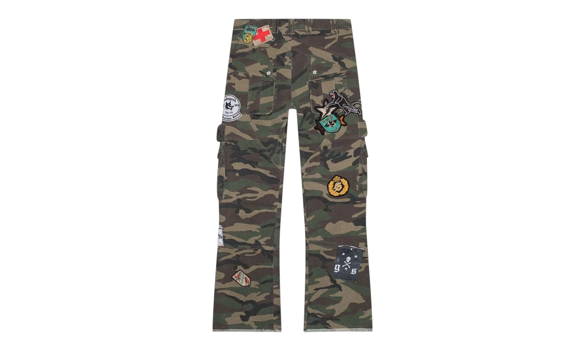 Patchwork Flared Cargo Pants "Camo Green" GS096