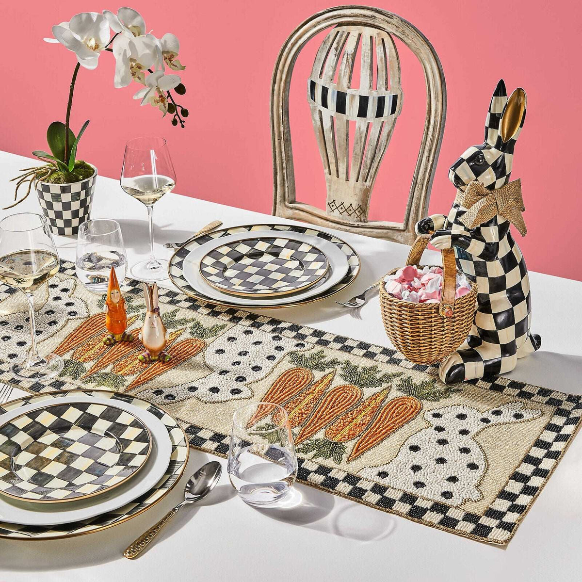 Luxury Dining - Courtly Check Enamel Dinner Plate by Mackenzie Childs