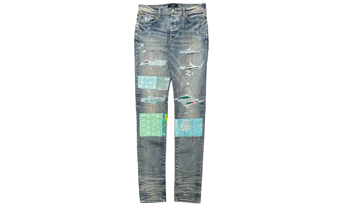 Quilted Art Patch Jeans "Clay Indigo" MDS066 408