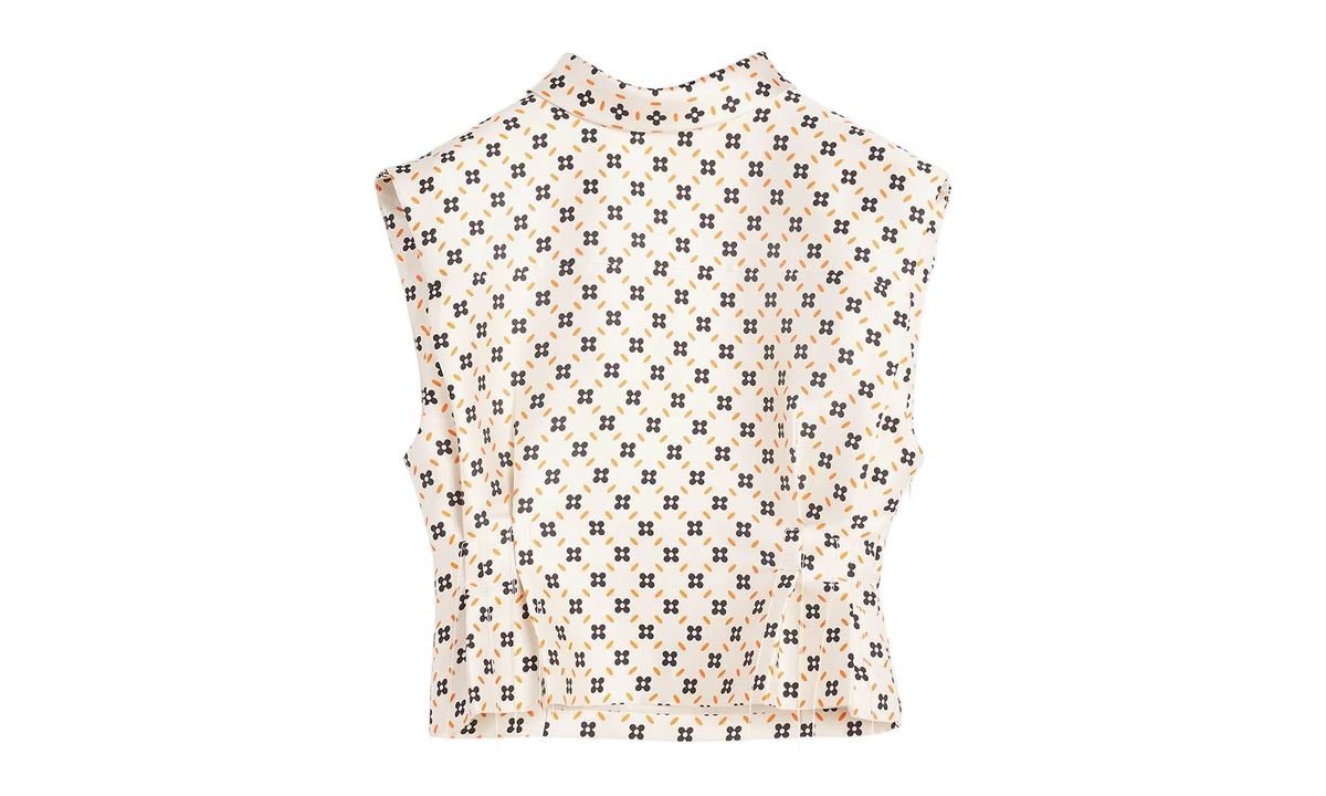 PATTERNED SLEEVELESS CROPPED TOP "CREAM" RW TO0305 5683 E23 002