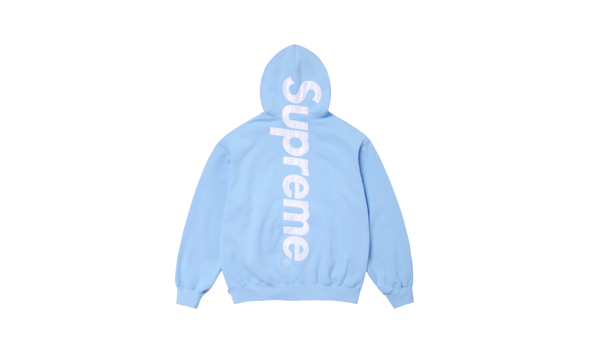 SATIN APPLIQUÉ HOODED SWEATSHIRT "FW24 - Light Blue" SU528