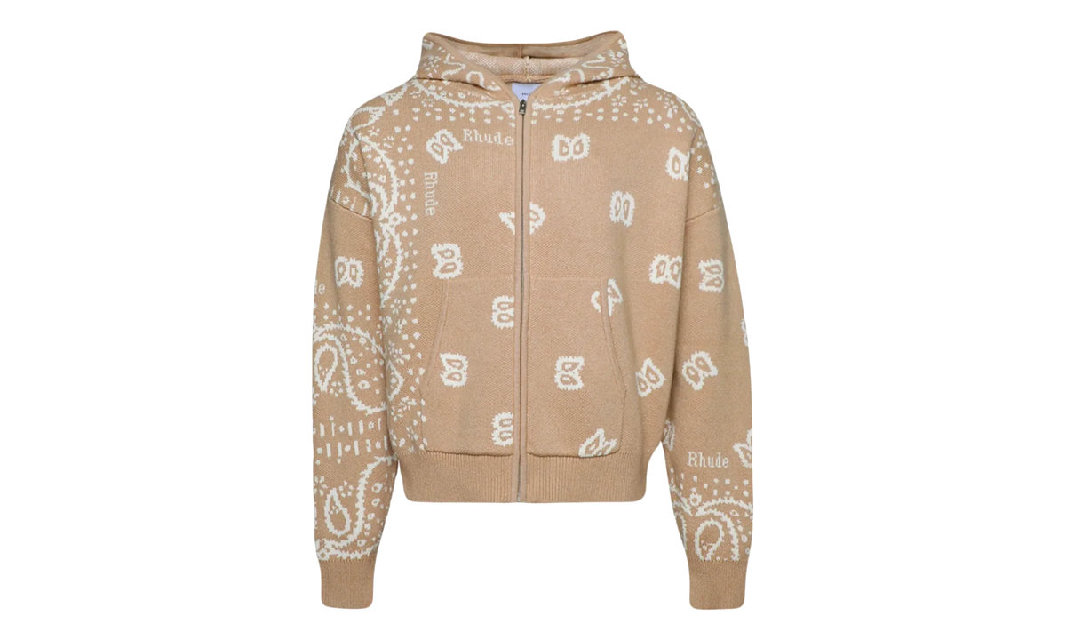 Bandana Knit Zip-Up Hoodie "Tan / Cream" RHPS24SW02973517 TCM