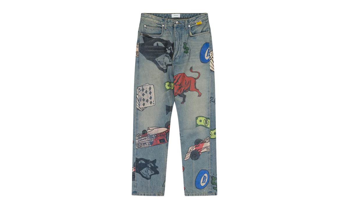 Painted Denim Pants "Indigo" RHD-MJNS-0042