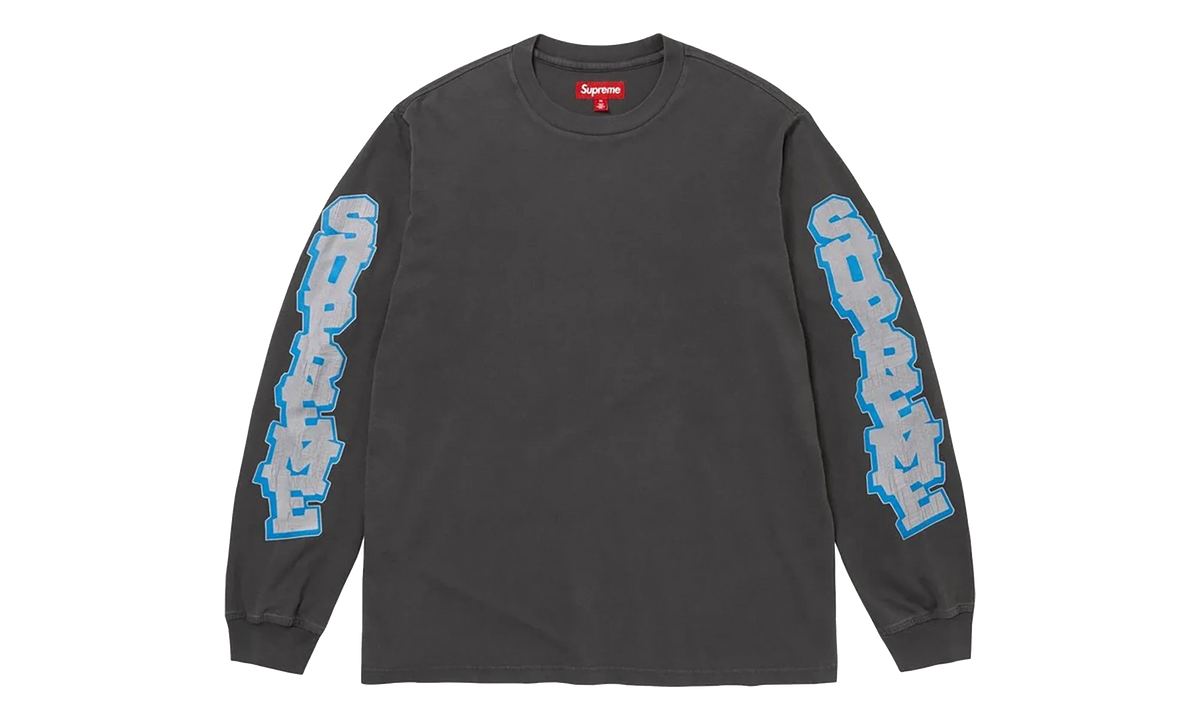 Cracked Sleeve Long Sleeves Top "SS26 - Washed Black" SU27435
