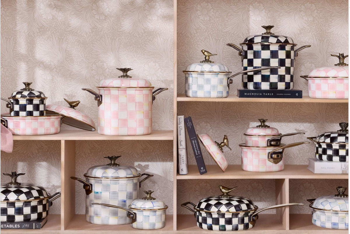 Mackenzie-Childs Sterling Check Enamel 5 Qt. Casserole