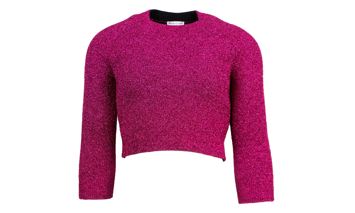 Cropped Crewneck Sweater "Pink Metallic" 482209 T6092 4407