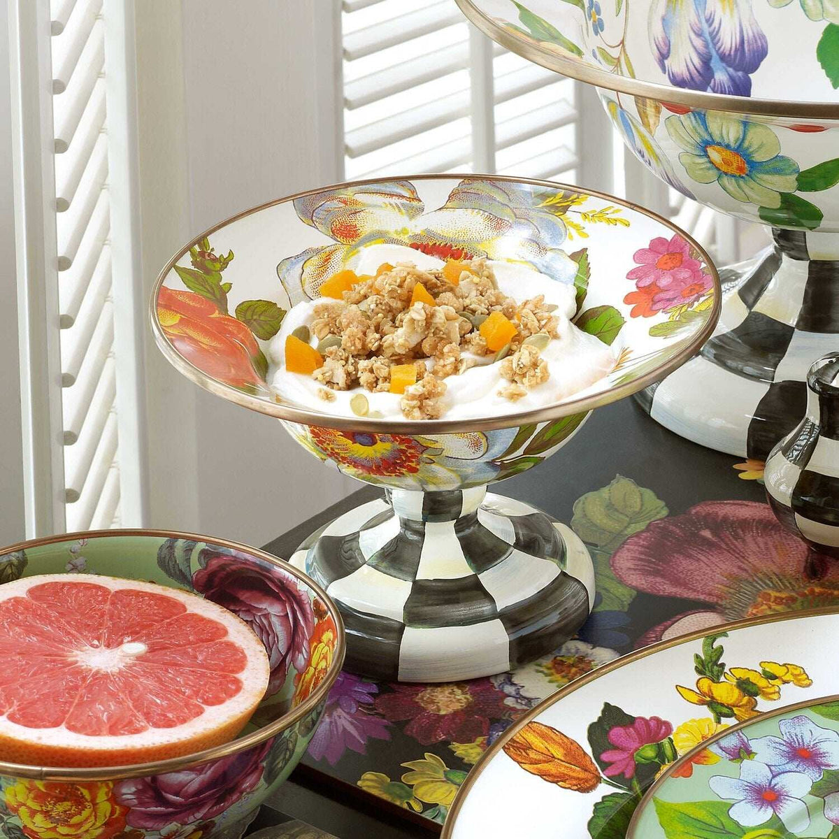 Flower Market Small Compote - White