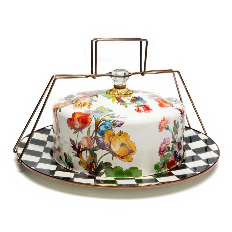 White Flower Market Cake Carrier by MacKenzie-Childs