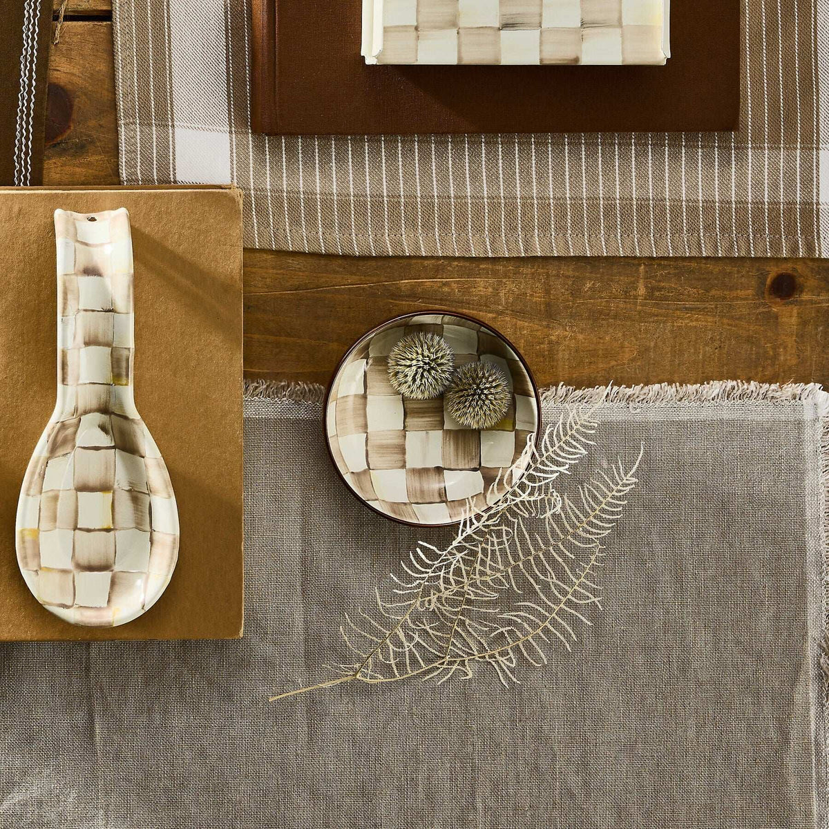 Mocha Check Relish Dish by MacKenzie-Childs