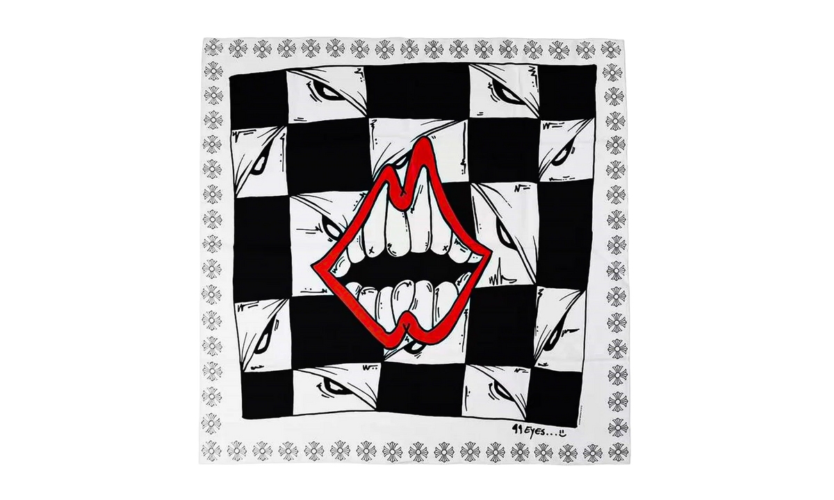 Matty Boy Chomper Silk Scarf "White / Black" CHRM1143