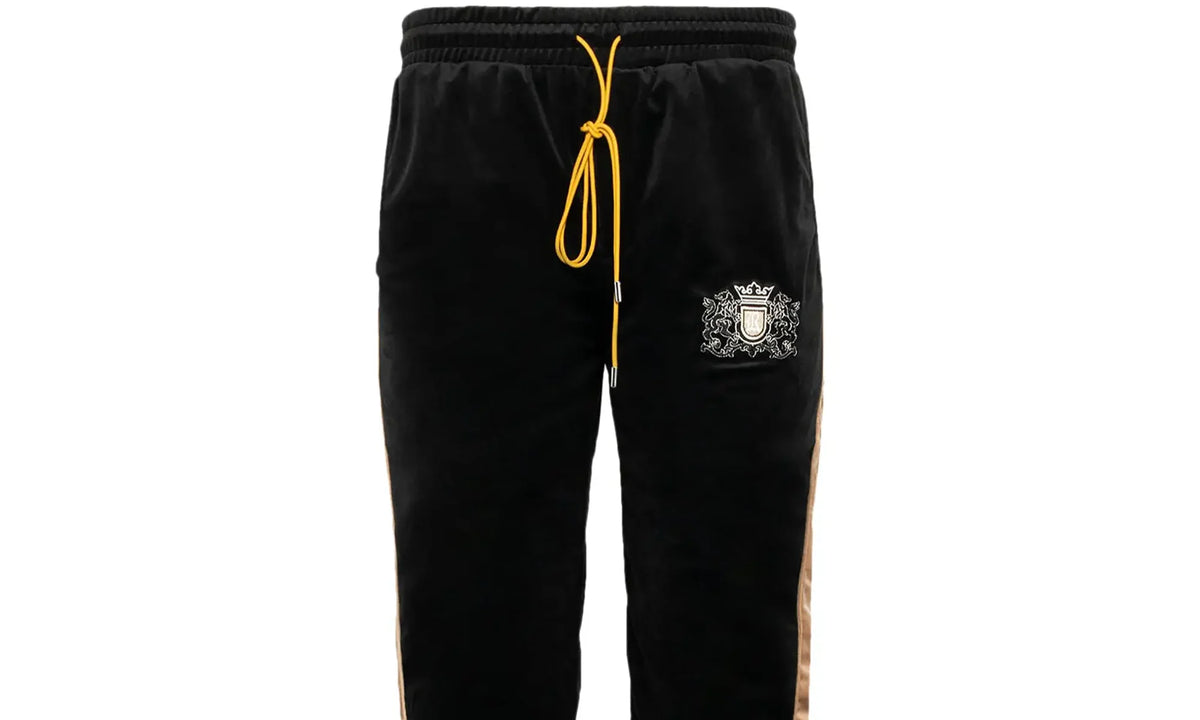 Crest-Embroided Velvet Track Pants "Black" PF23PA05083679