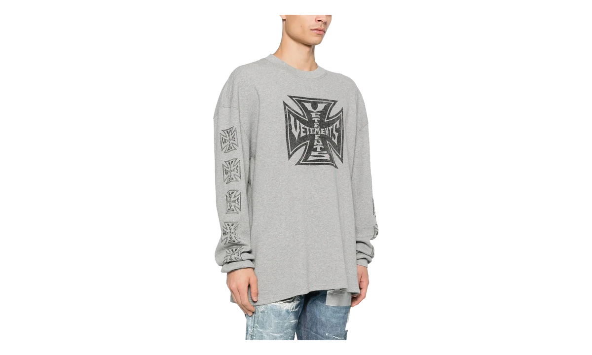 Biker Cross Waffle Long-Sleeve "Grey Melange" ME76LS181G GREY