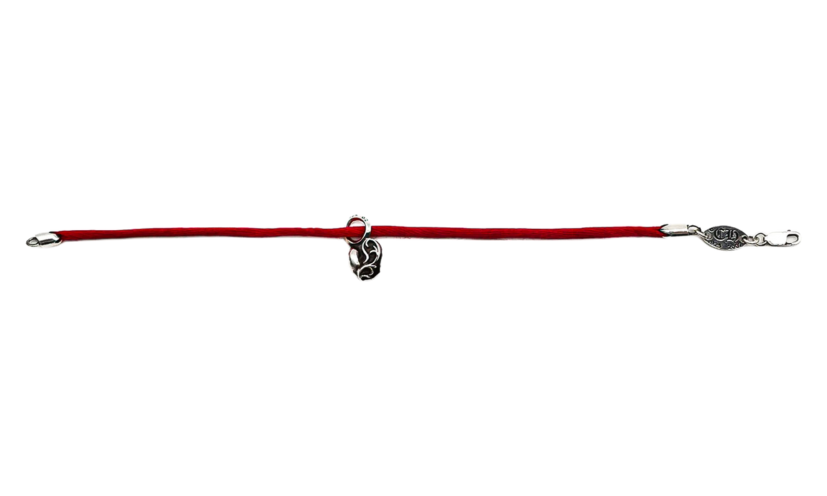 Silver Heart Vine Pendant String Bracelet "Red" CHRM1194