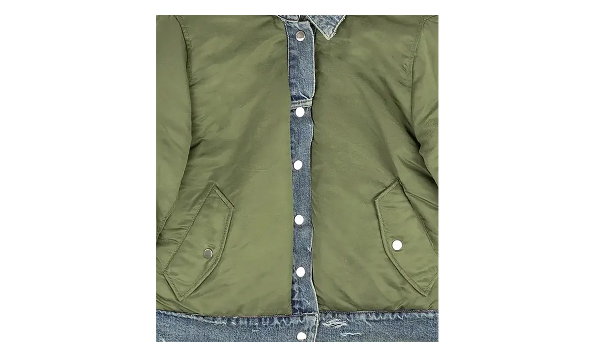 Reversible Denim Trucker Jacket "Indigo Olive Green" WORTB NYLINO BLUE